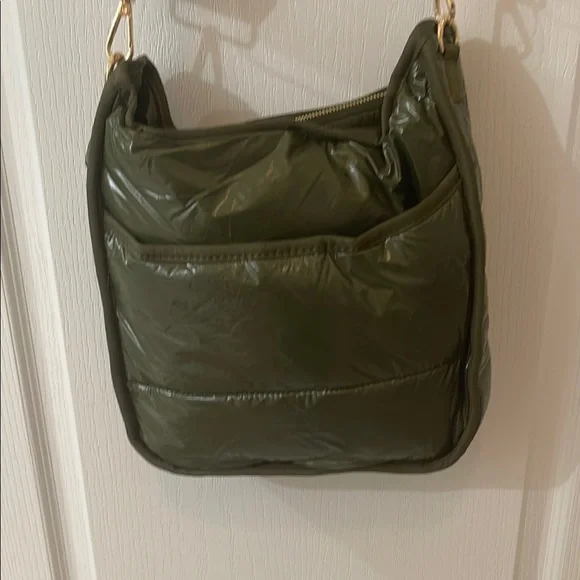 Chic Olive Crossbody Bag with Camouflage Strap - Picture 3 of 5